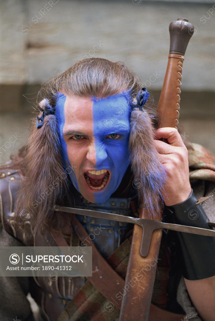 Head and shoulders portrait of Braveheart, Highlander man in leather