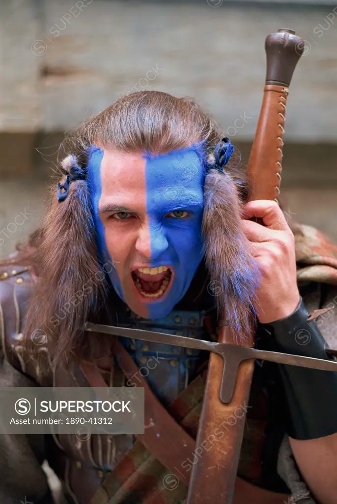 Head and shoulders portrait of Braveheart, Highlander man in leather