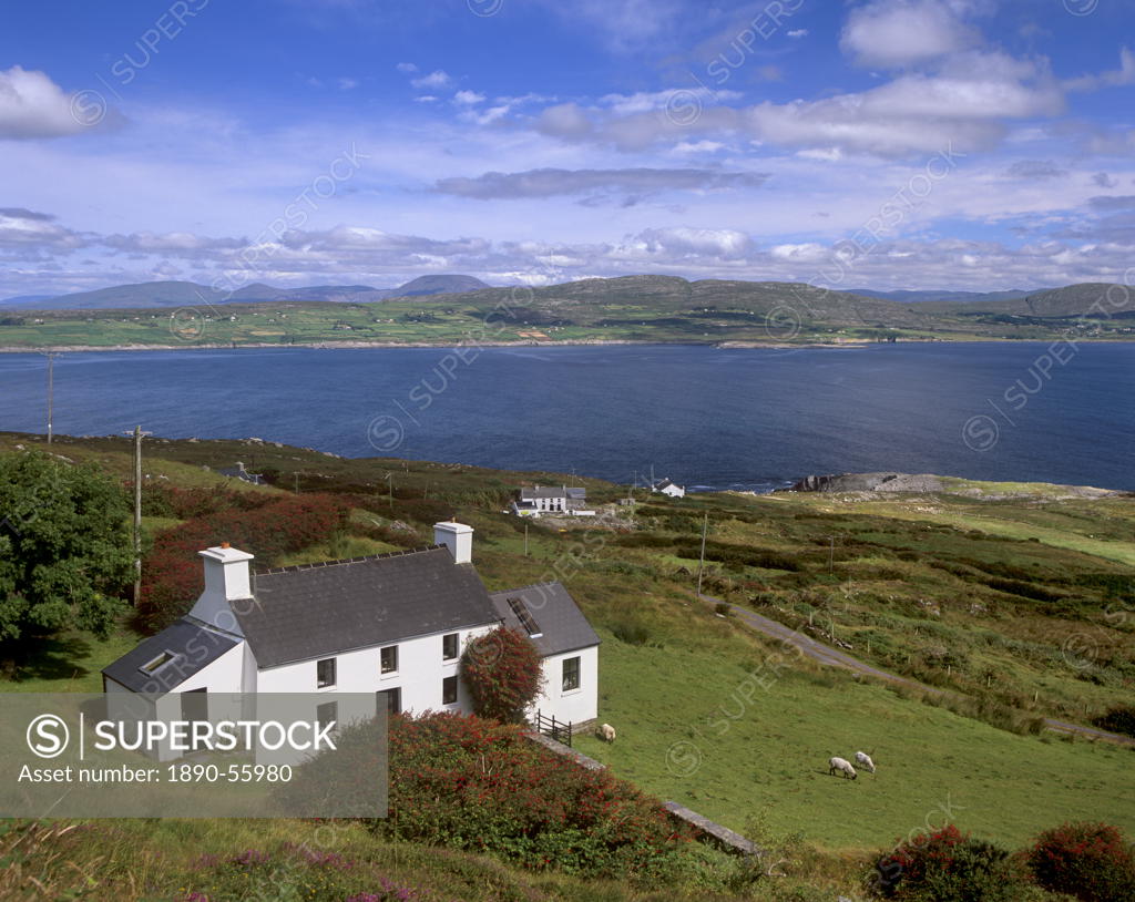 House, north coast of Mizen peninsula, Dunmanus Bay and hills of Sheep