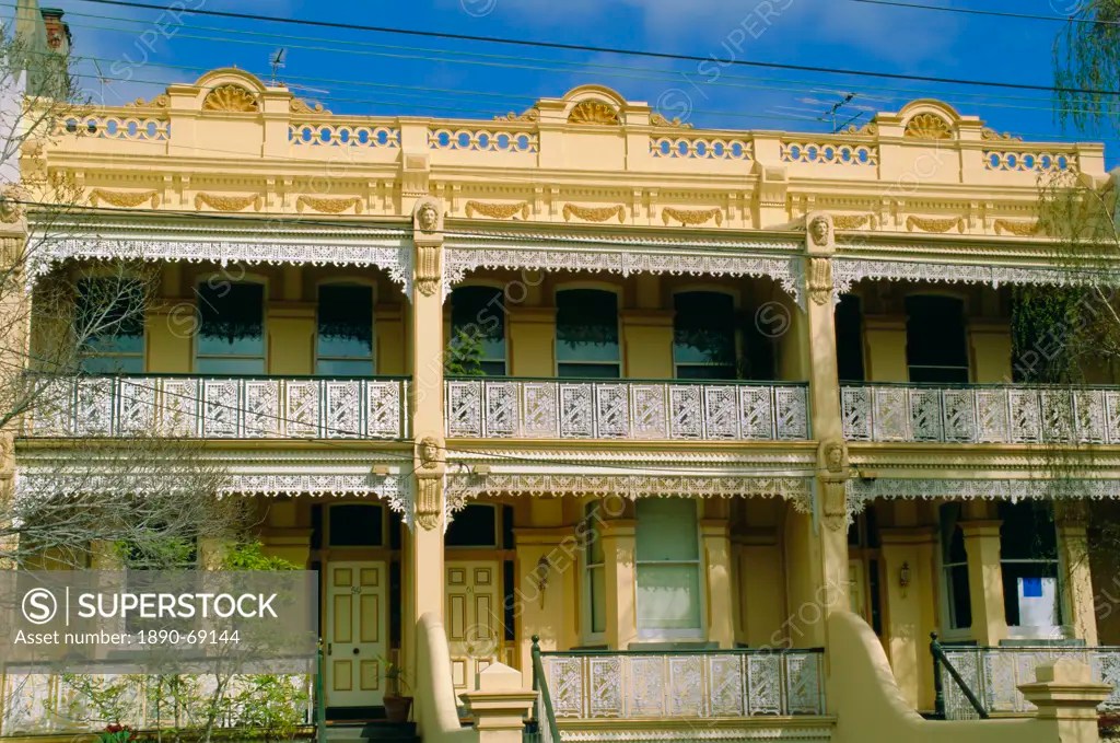 Typical architecture with cast iron lacework. Melbourne, Victoria