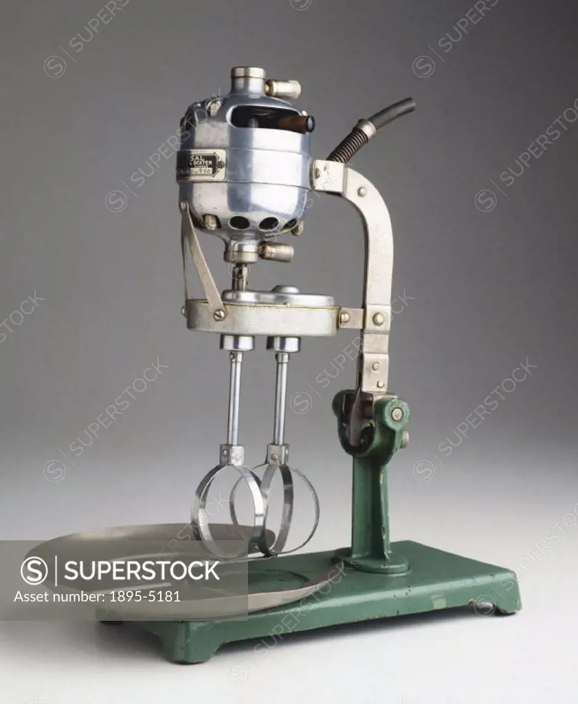 This electric food mixer was made by Landers, Frary and Clark, a firm