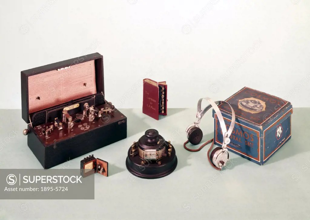 Crystal radio sets, c 1920s. SuperStock