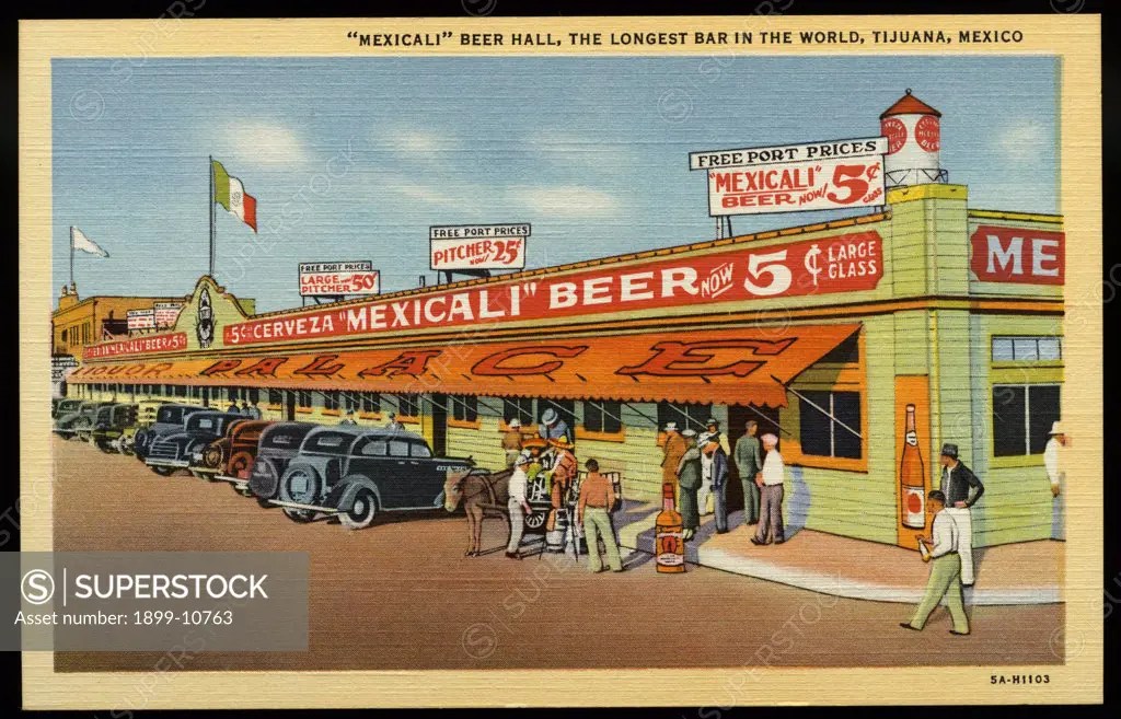 Mexicali Beer Hall. ca. 1935, Tijuana, Mexico, 'MEXICALI' BEER HALL