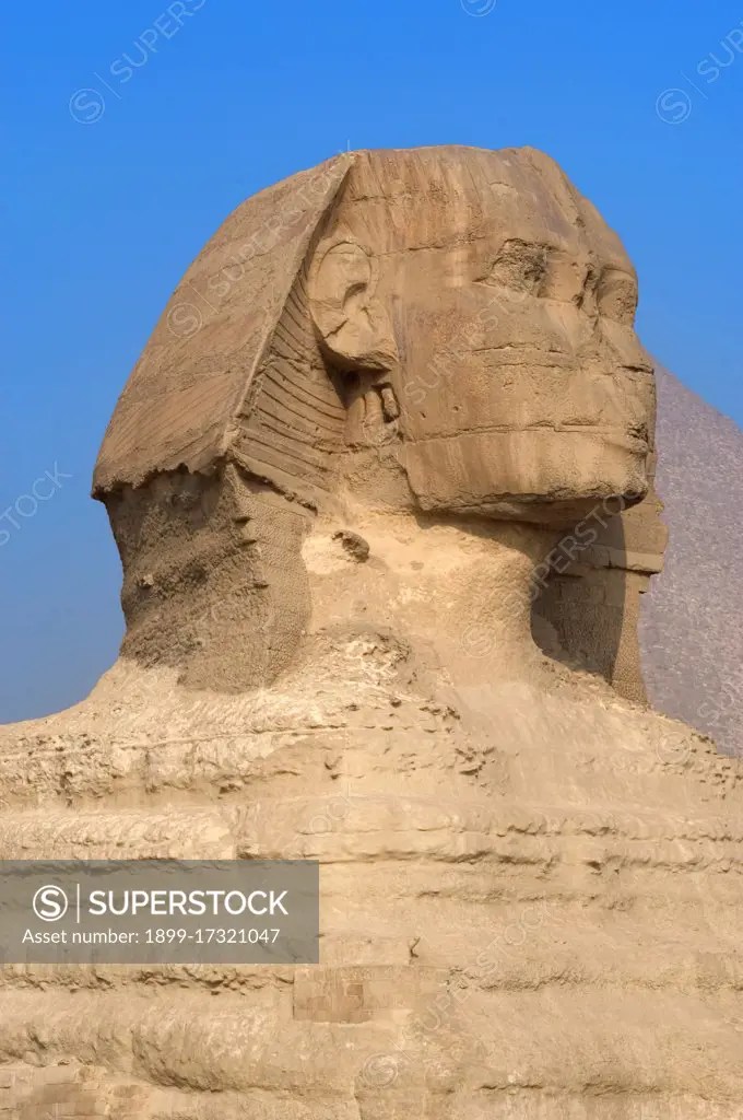 Egypt. Great Sphinx of Giza. Limestone statue with lion body and human