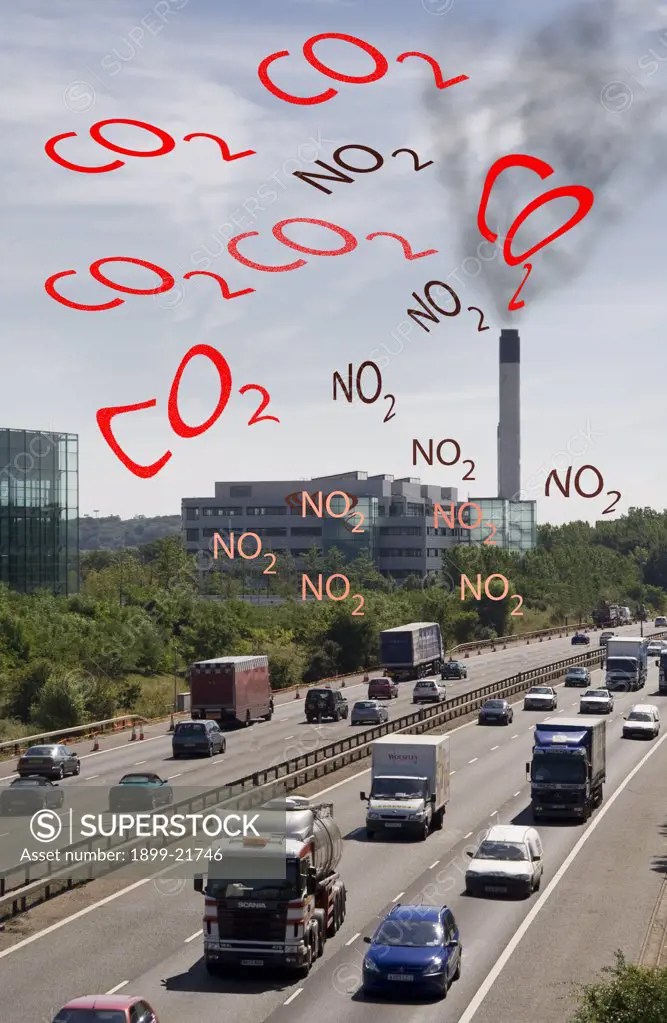 Concept image of Harmful emission from cars (digital enhancement