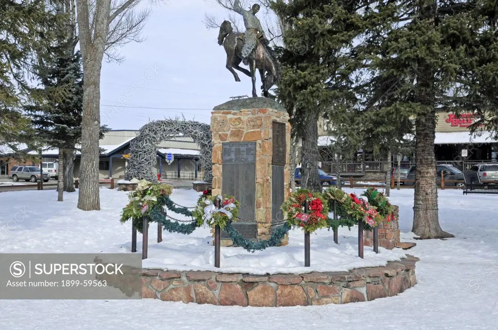 Jackson Hole, Wyoming. Bucking Bronco Statue, War Memorial SuperStock