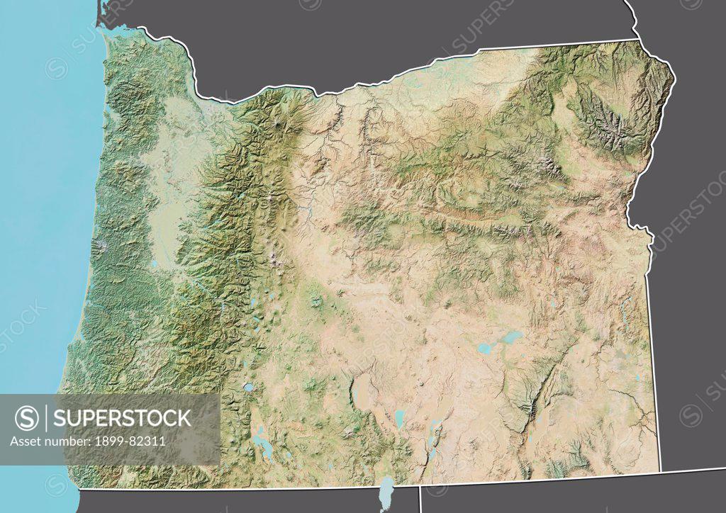 Relief map of the State of Oregon, United States. This image was