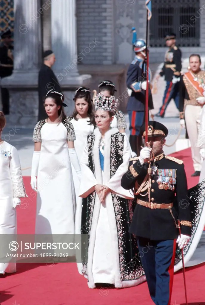 Empress Farah Pahlavi, born Farah Diba, during the coronation event. Tehran, October, Iran, 1967