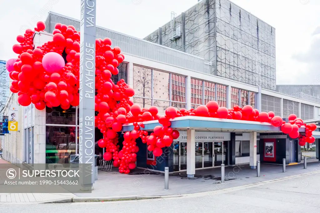 Red Balloon art installation at the Vancouver Playhouse, Vancouver