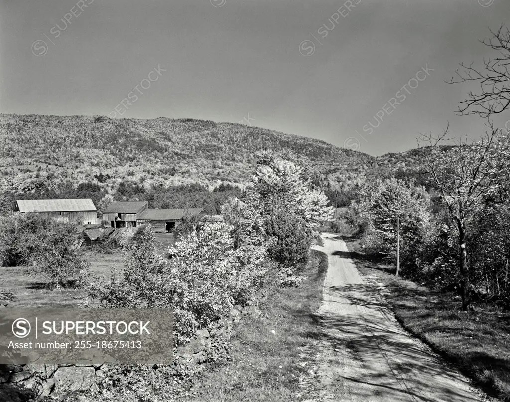 Vintage photograph. Country road near US Highway 3 at Hebron, New