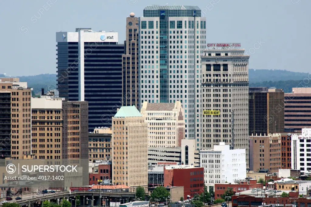 Wells Fargo Tower and the Bell South Building Aerial with Birmingham