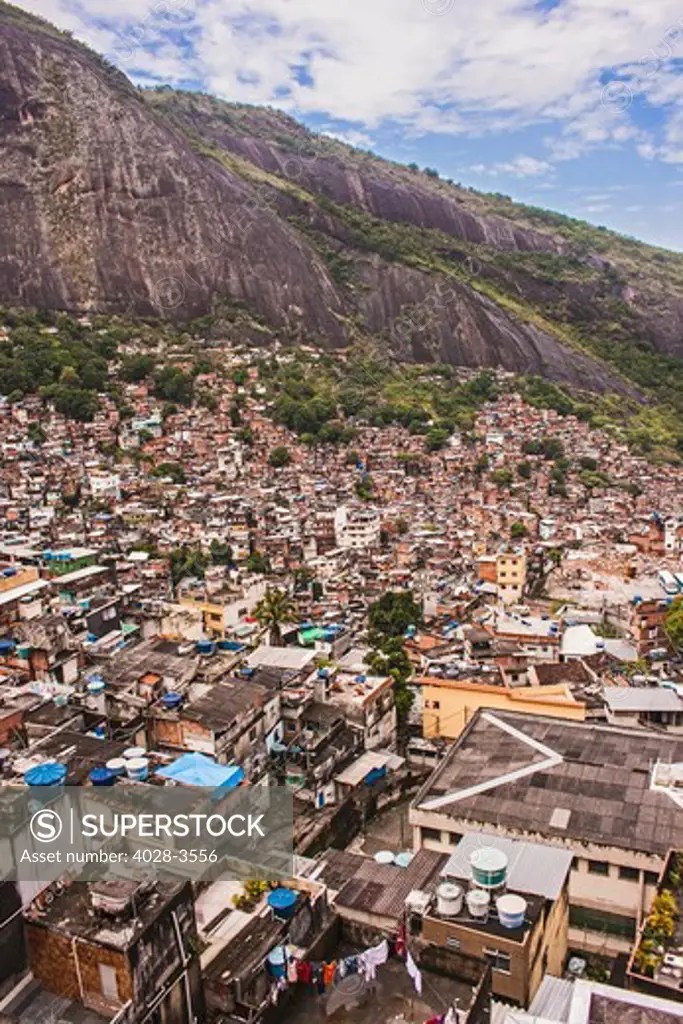 The housing slums of Favela and Rocinha in Rio de Janeiro, Brazil