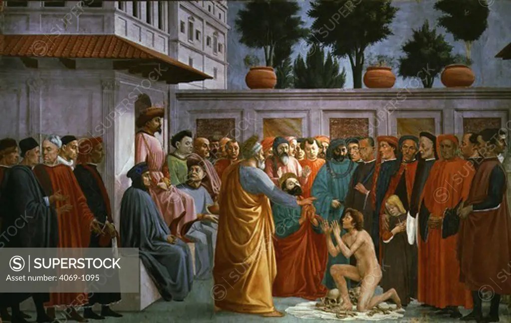 Resurrection of son of Theophilus King of Antioch, from Brancacci