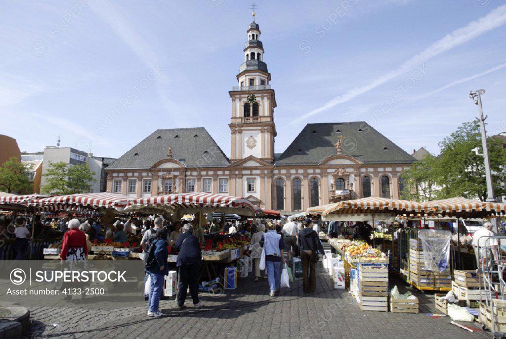 Market, Marketplace, Mannheim, Germany, weekley market SuperStock