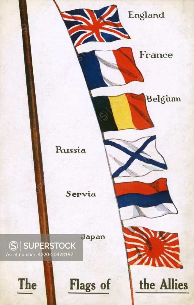 Flags of the Allied countries during WWI Date circa 1916 SuperStock