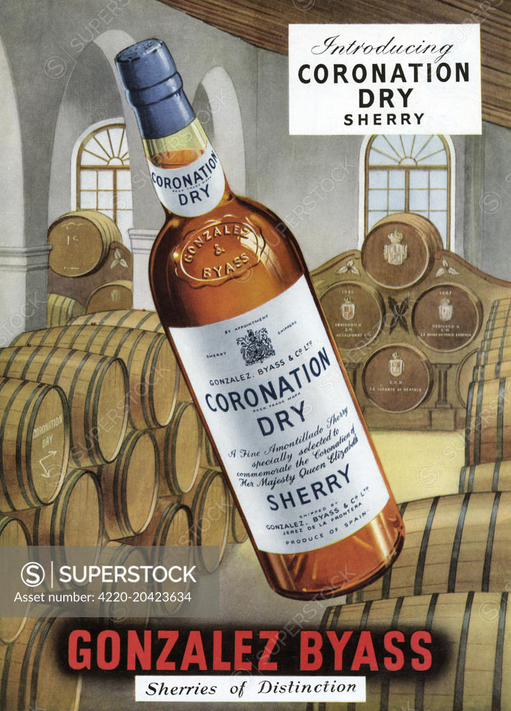 Advertisement for Gonzalez Byass, sherries of distinction, featuring