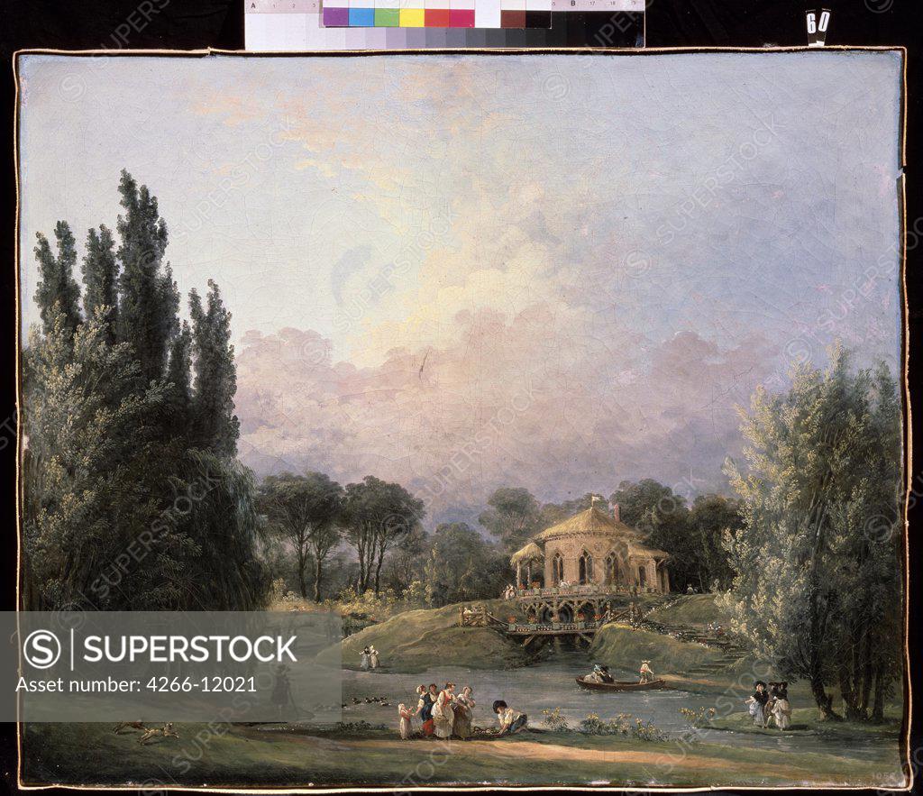 Lanscape with country house by Hubert Robert, oil on canvas, 17701780s