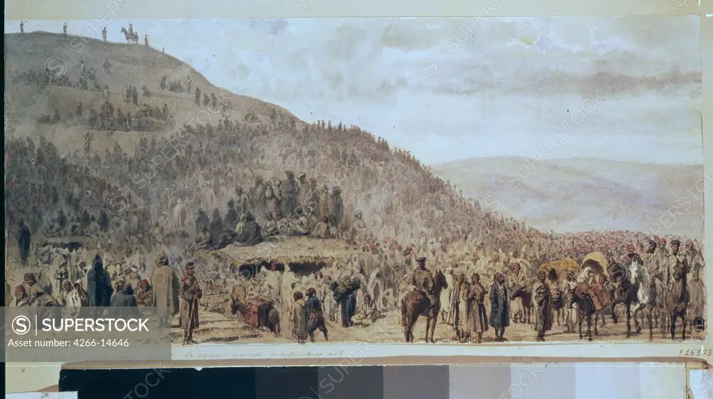 Battle of Pleven by Evgeni Kirillovich Makarov, watercolor on paper