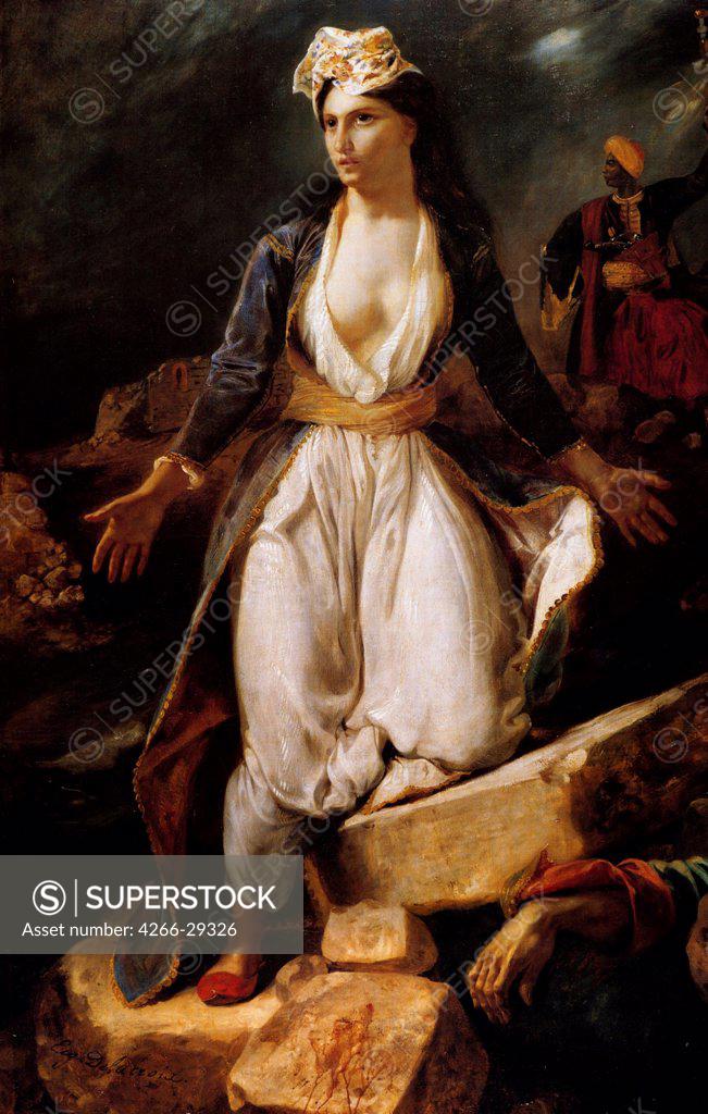 Greece on the Ruins of Missolonghi by Delacroix, Eugene (17981863