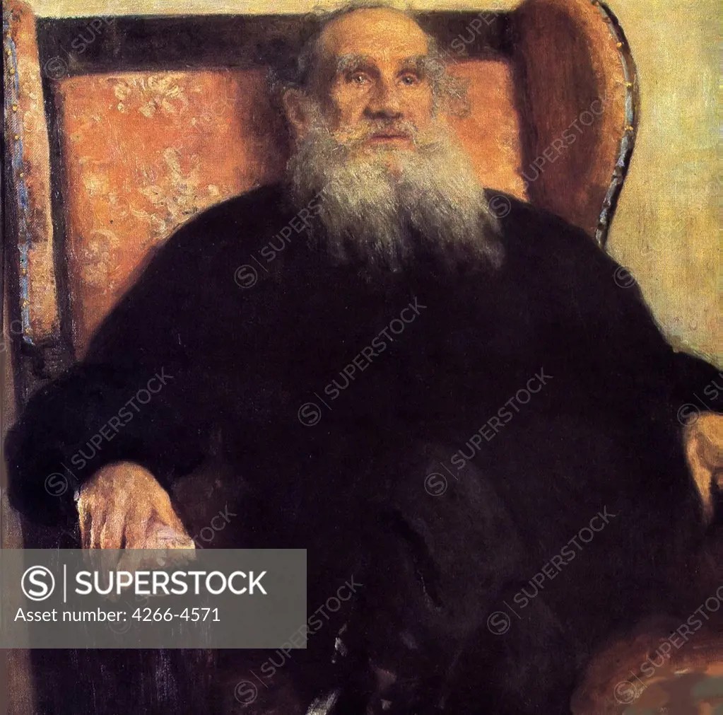 Portrait of Lev Nikolayevich Tolstoy by Ilya Yefimovich Repin, oil on canvas, 1909, 18441930