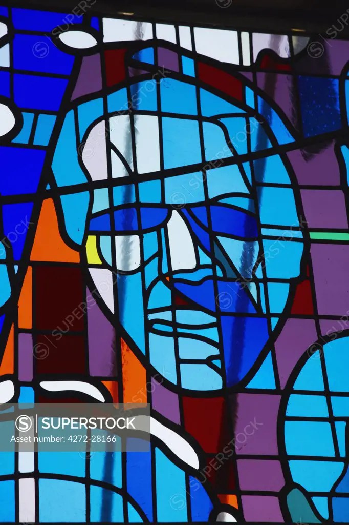 Stained glass window, Regina Mundi Catholic Church (scene of Soweto