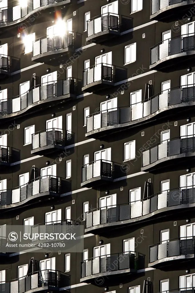 England, West Midlands, Birmingham. Apartments in one of the new high rise developments at