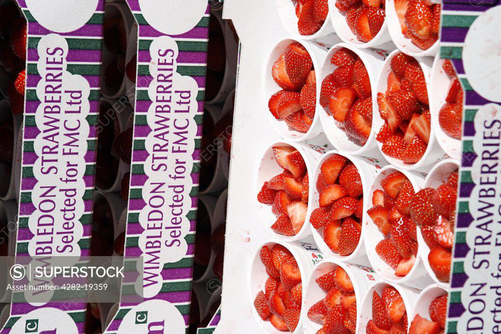 England, London, Wimbledon. Wimbledon strawberries at the Wimbledon