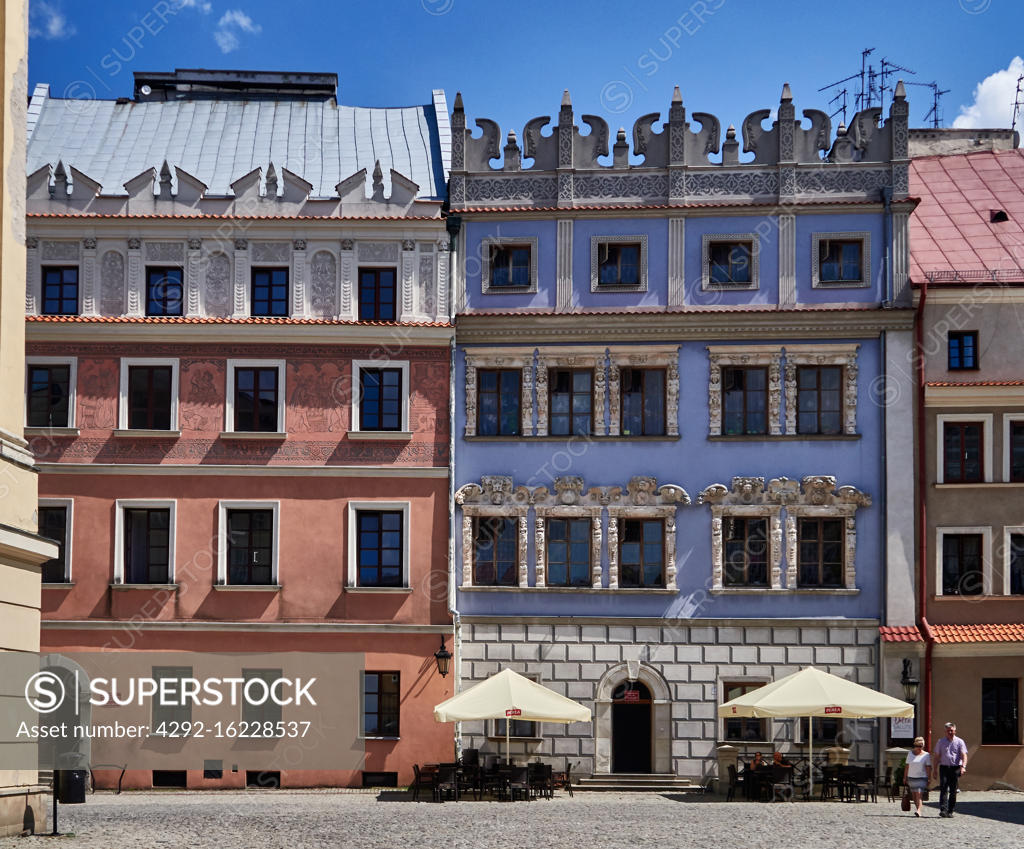 Europe, Poland, Lublin province, Lublin city, painted house in the Market Place " Rynek " in the