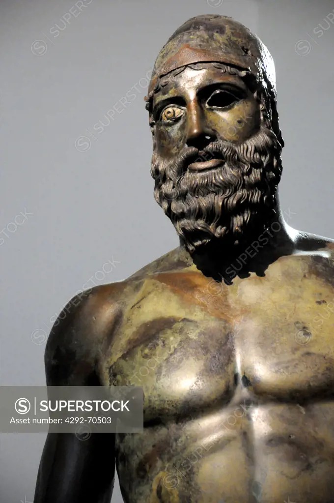 Italy, Calabria, Reggio Calabria, the Riace Bronze Statues at the Museo