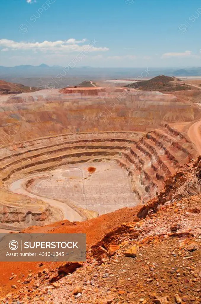 The openpit Morenci Mine in Morenci, Arizona, is the largest copper