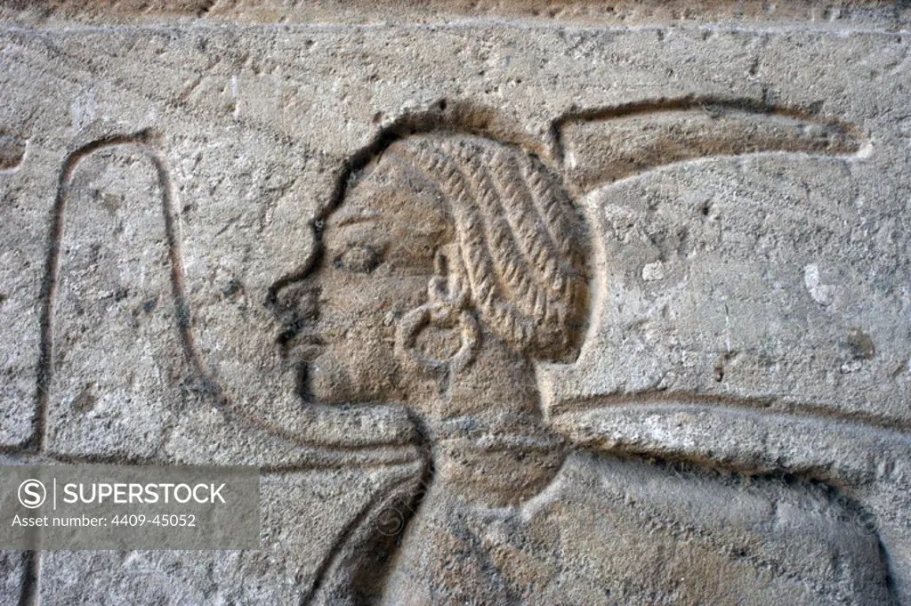 Egyptian Art. Relief depicting a group of prisoners with negroid