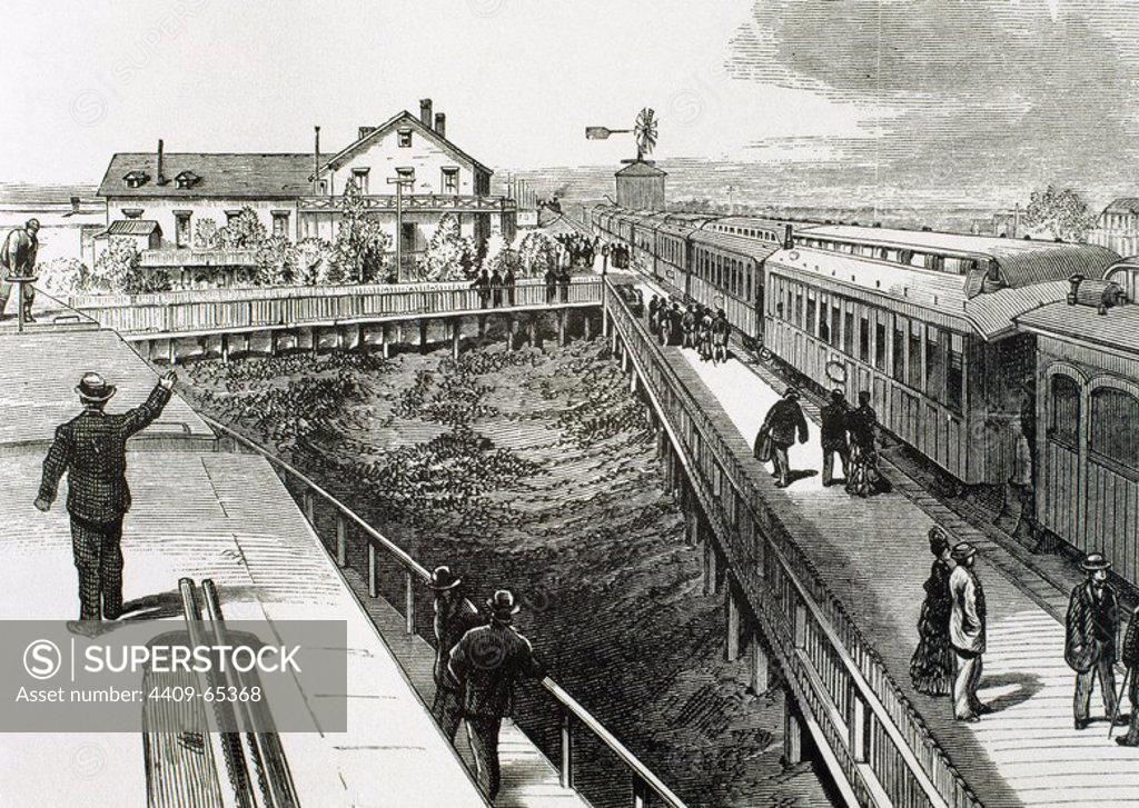 HISTORIA DE LOS ESTADOS UNIDOS. SIGLO XIX. ESTACION DE FERROCARRIL DE LATHROP (Estado de