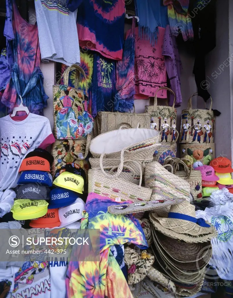 Souvenirs in a straw market, Nassau, Bahamas SuperStock