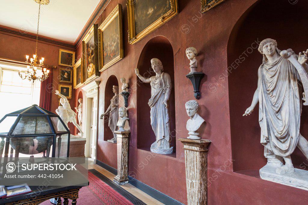 Statues and paintings in an art gallery, Petworth House, Petworth, West