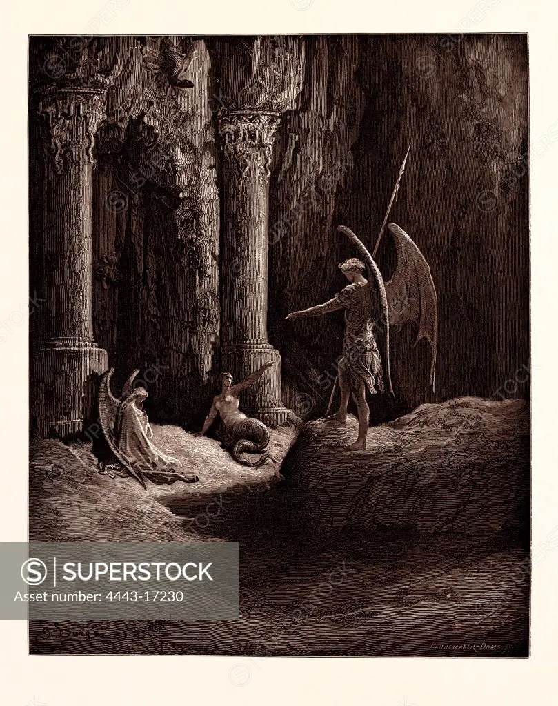 SATAN AT THE GATES OF HELL, BY GUSTAVE DOR€. Dore, 1832 1883, French