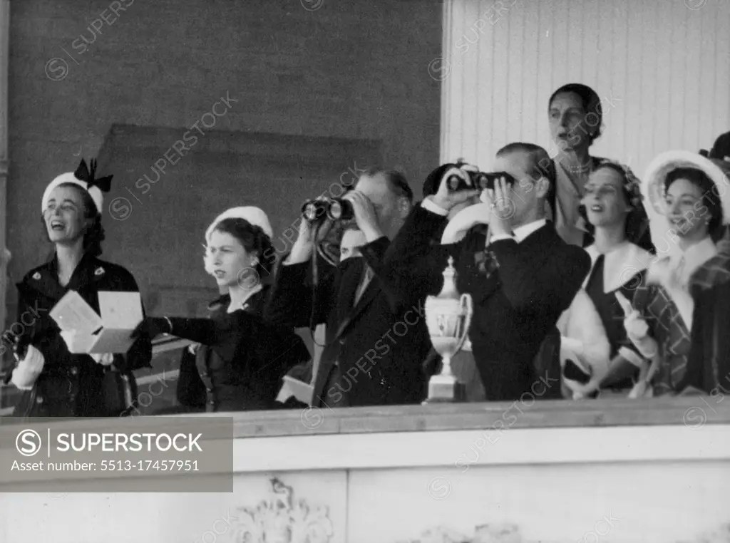 Binoculars In The Royal Box As the Queen points (second from left
