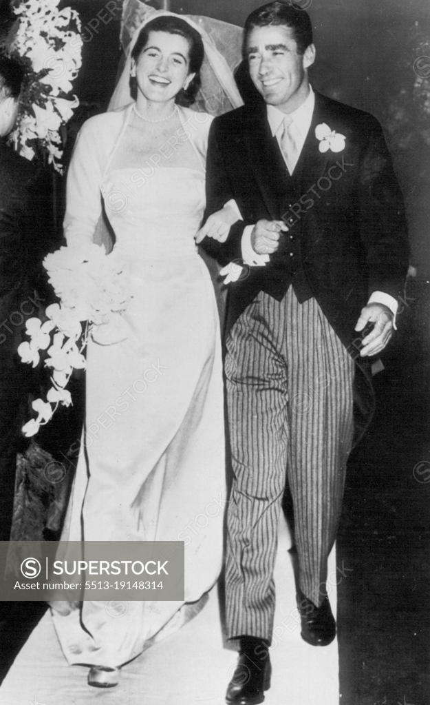 Actor And Bride Come Down The Aisle Actor Peter Lawford, son of a British nobleman, and his