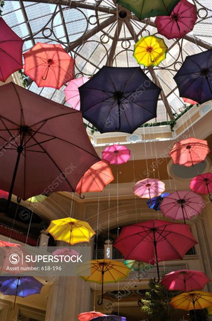 Artful exhibition of theatrical umbrellas inside a hotel, The Palazzo