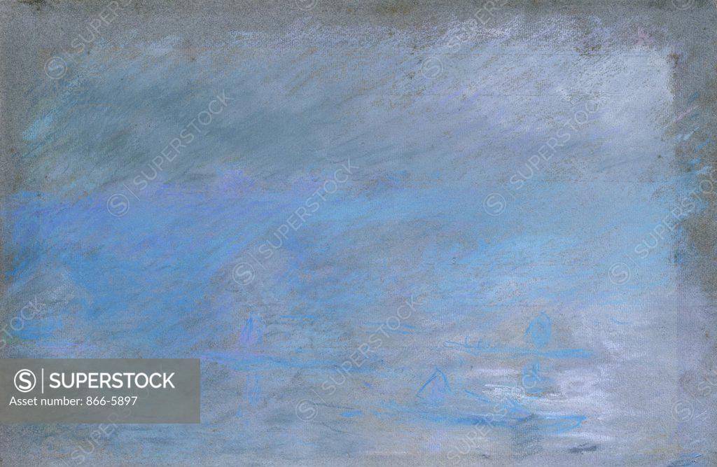 Waterloo Bridge, Brouillard. Claude (18401926). Pastel On Blue