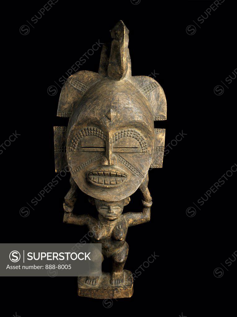 Standing Female Ancestor Figure with Kpelie Mask Senufu Culture African