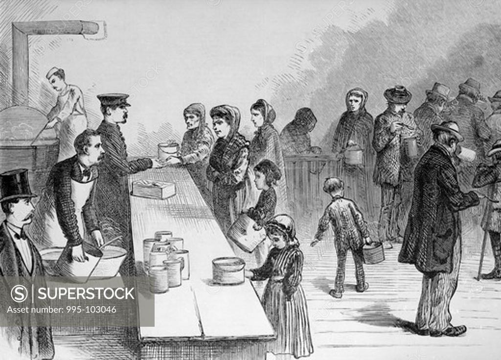 Breadline A Soup Kitchen in New York Late 19th C. Artist
