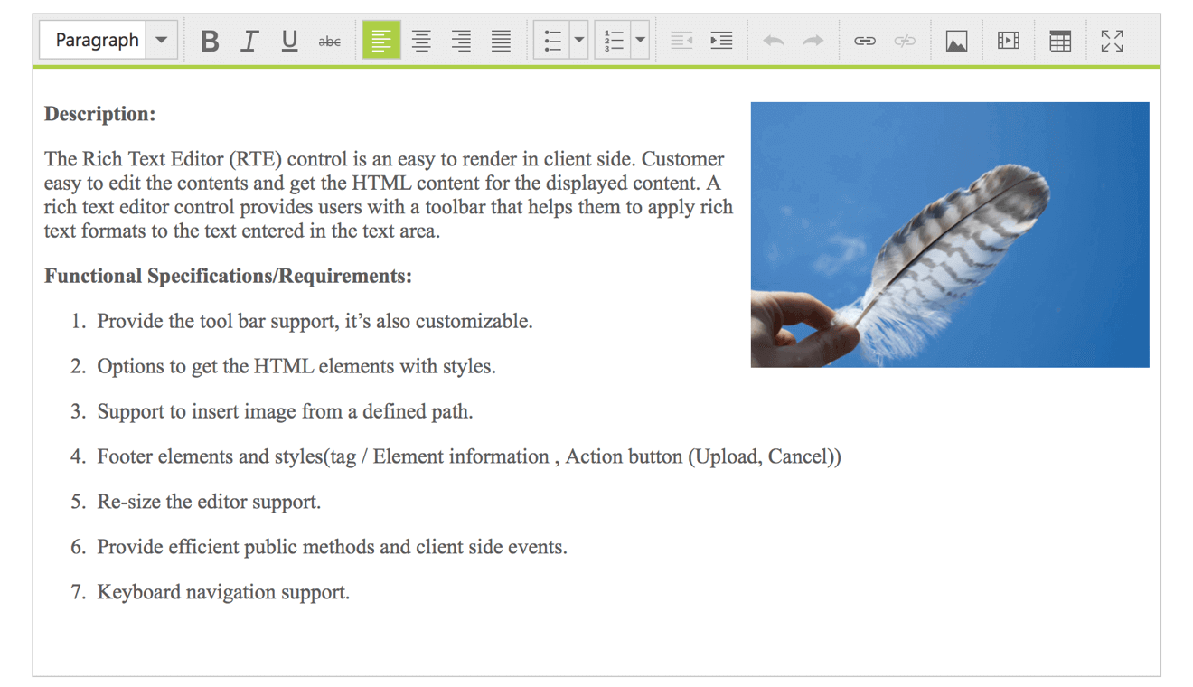Rich Text Editor Syncfusion UI Controls Visual