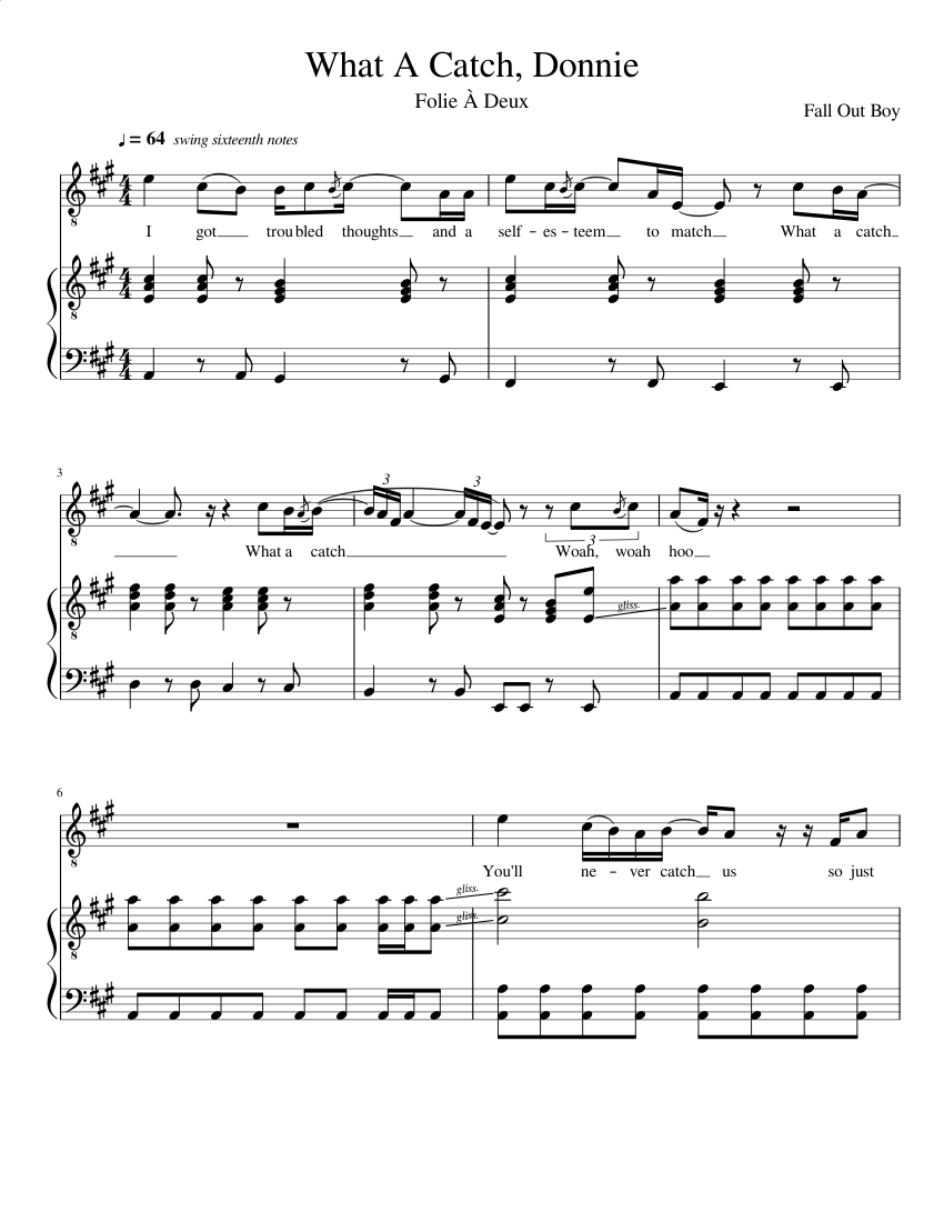 What a Catch Donnie Piano Sheet Music