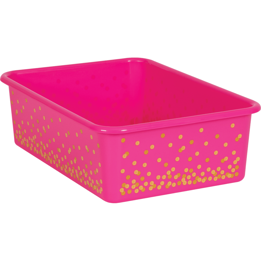 Pink Confetti Large Plastic Storage Bins 6Pack TCR32245 Teacher