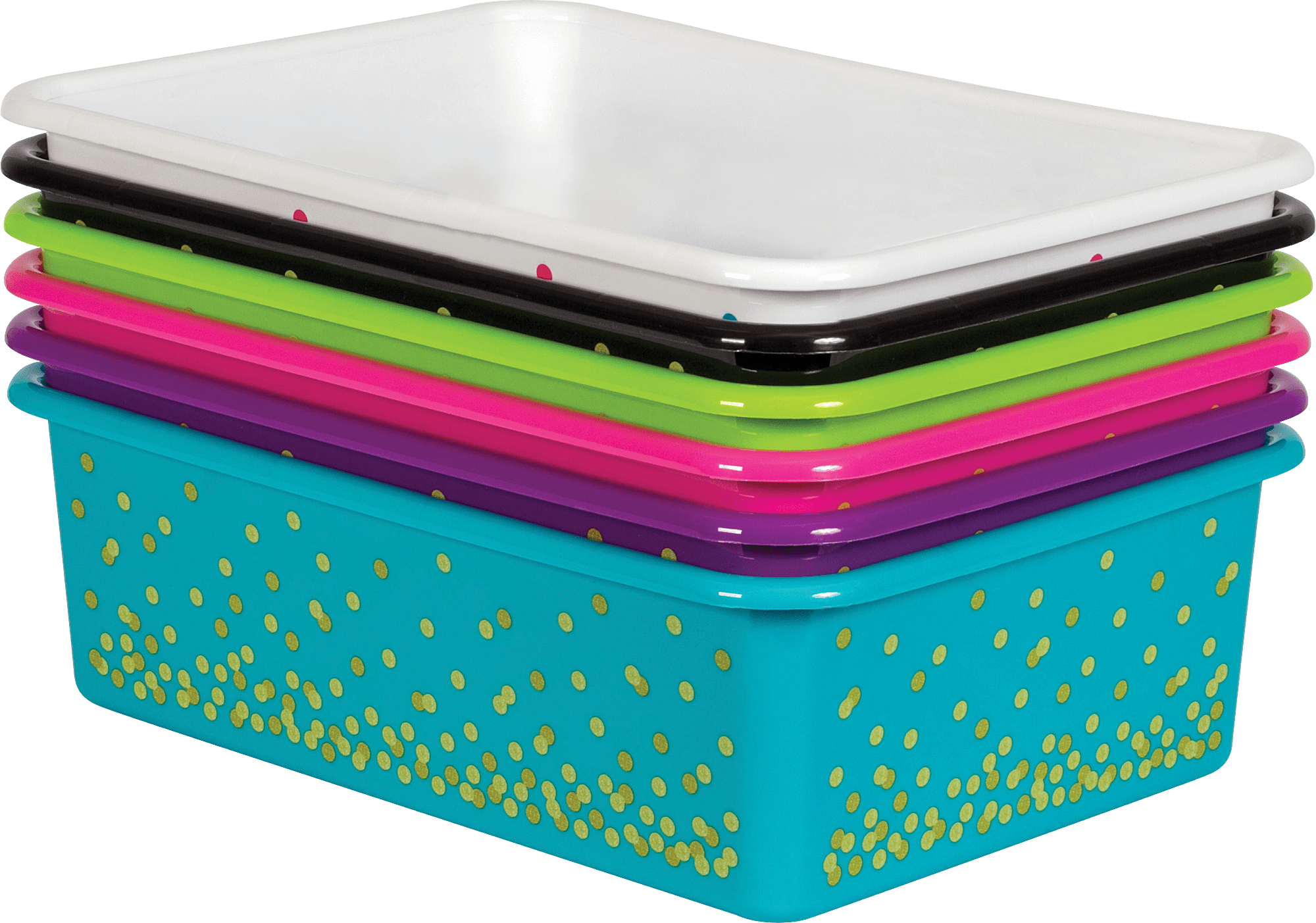 Assorted Confetti Large Plastic Storage Bins Set 6Pack TCR32218