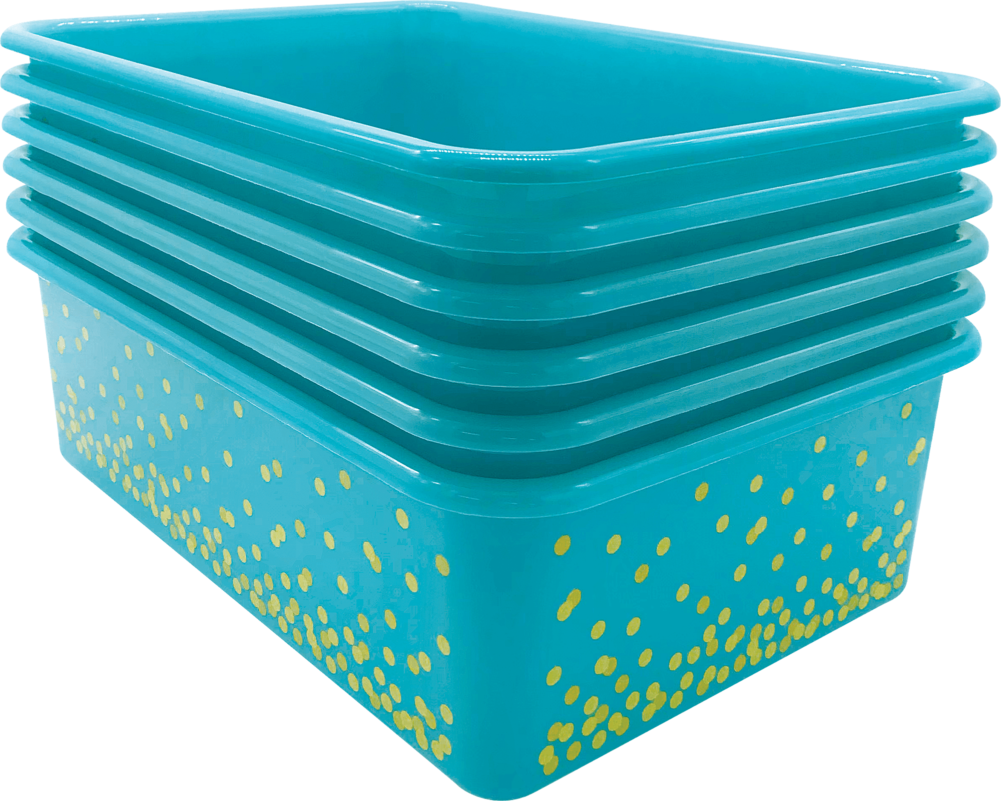 Teal Confetti Large Plastic Storage Bins 6Pack TCR32247 Teacher