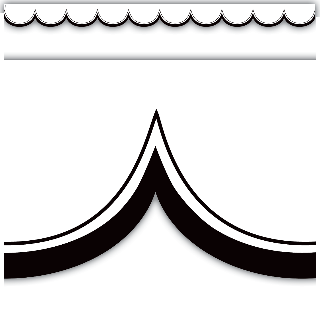 White with Black Scalloped DieCut Border Trim TCR3951 Teacher