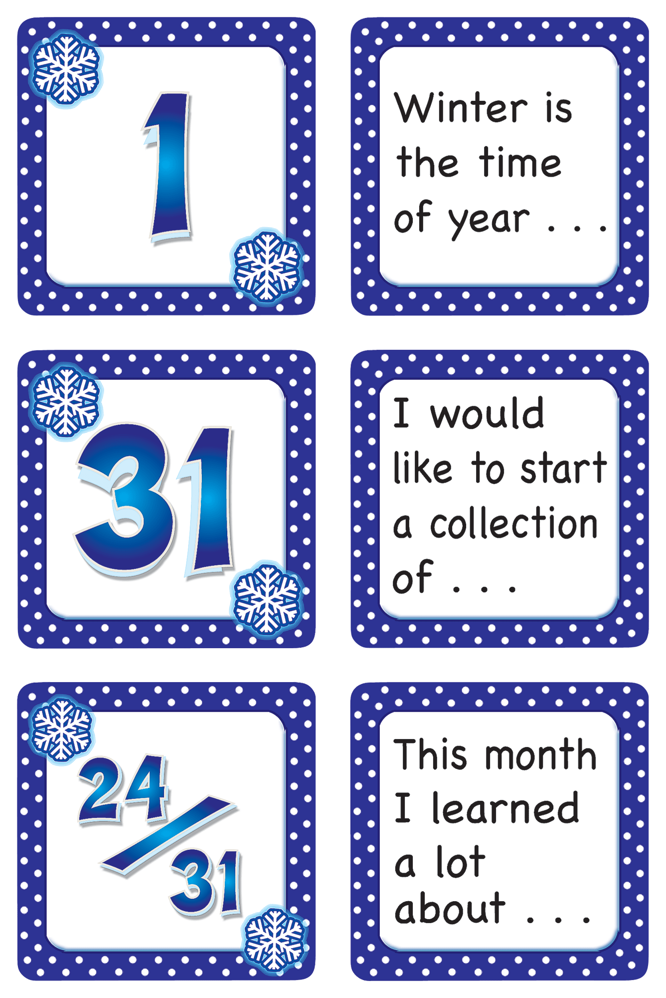 January Polka Dots Calendar Days/Story Starters TCR5075 Teacher
