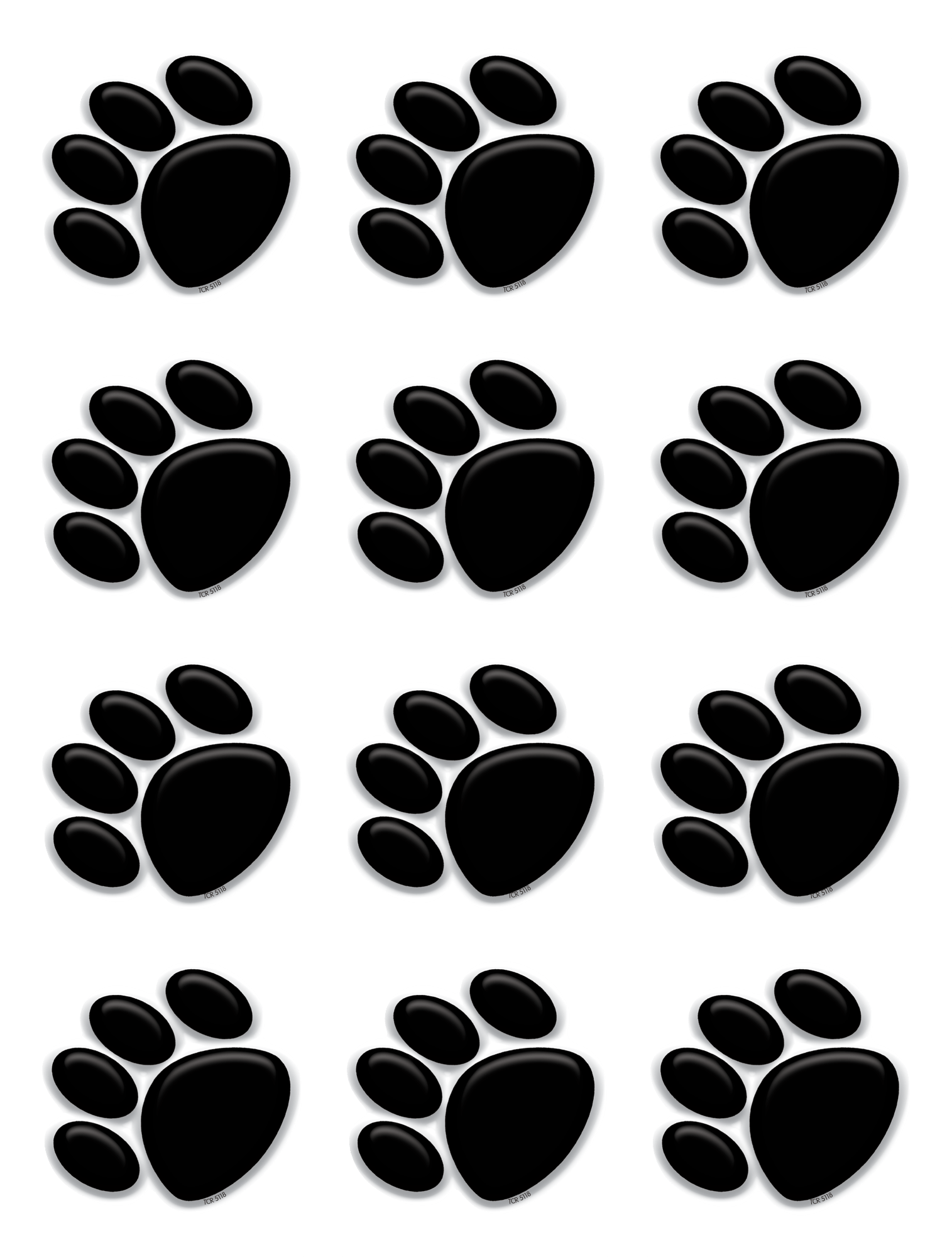 Black Paw Prints Mini Accents TCR5118 Teacher Created Resources