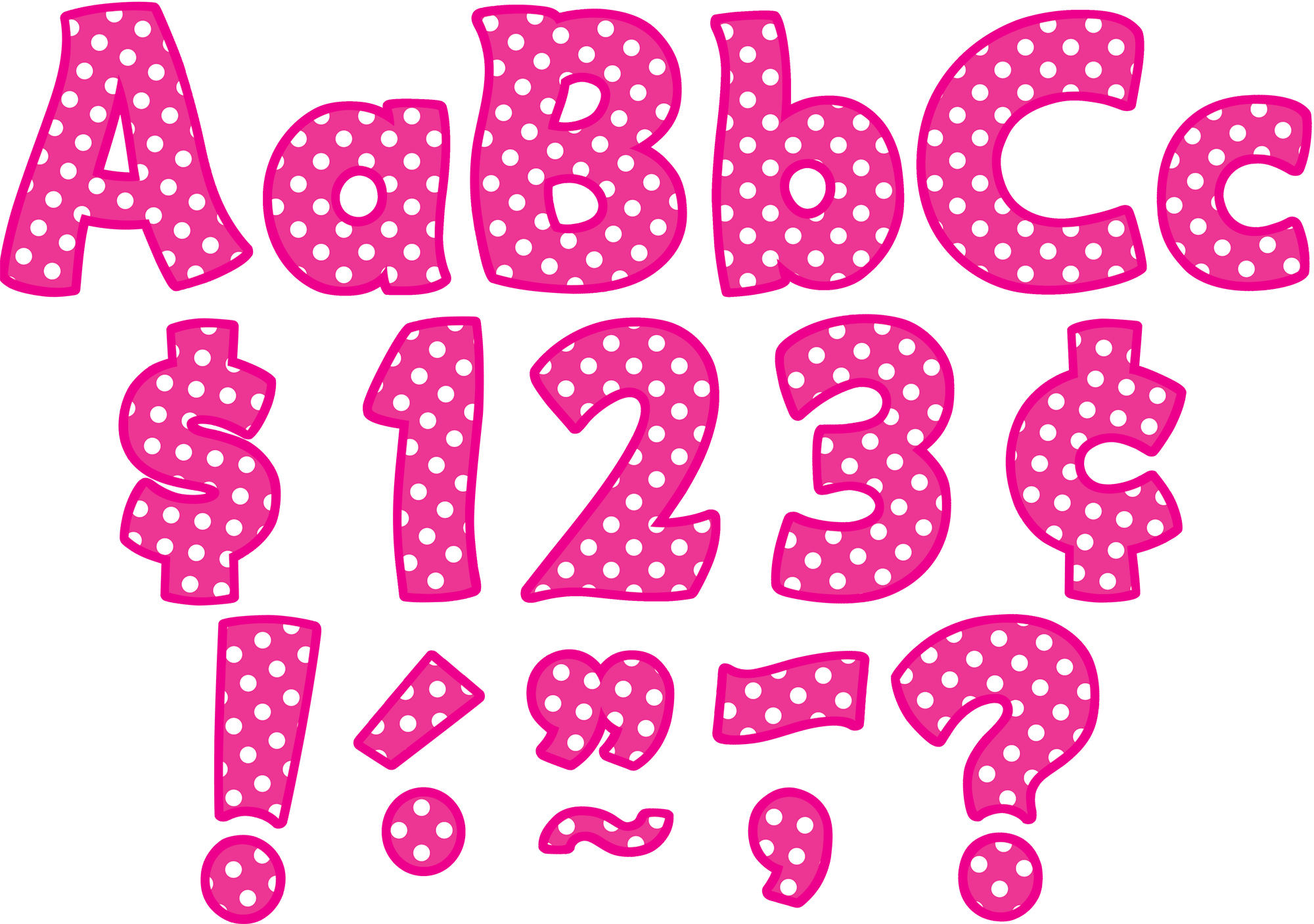 Hot Pink Polka Dots Funtastic 4" Letters Combo Pack TCR5430 Teacher